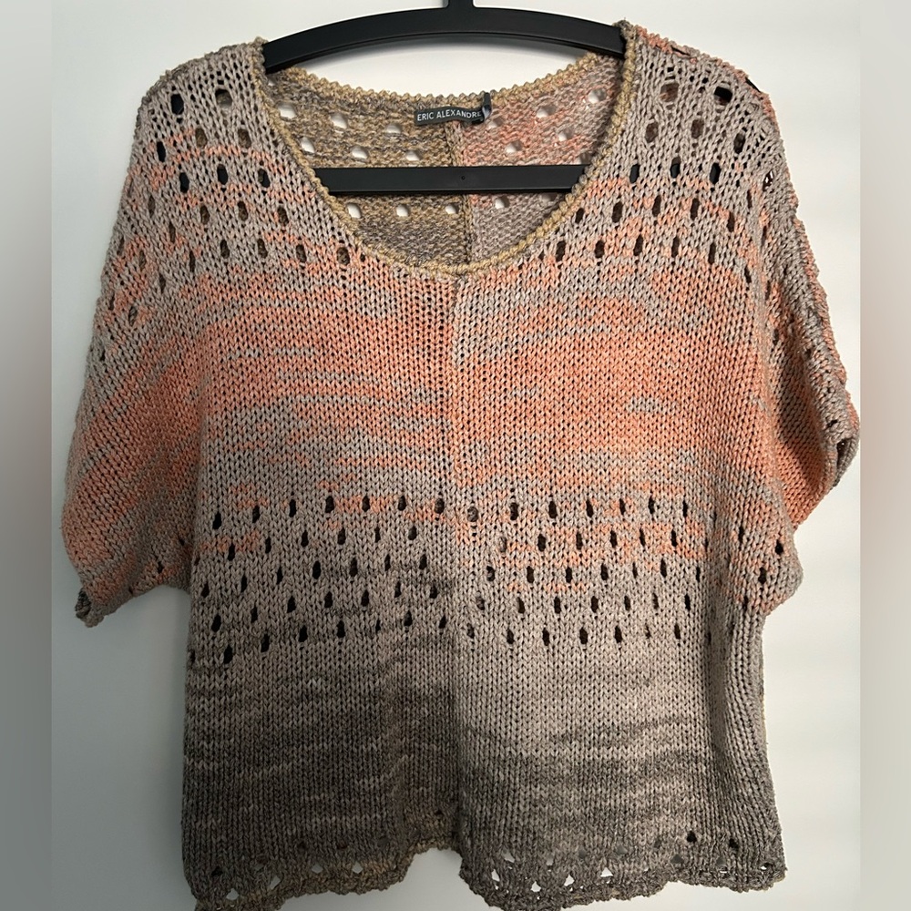 Eric Alexandre Women's Open-Knit Sweater in Peach and Gray